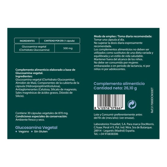 DocMorris Glucosamina Vegetal 30caps