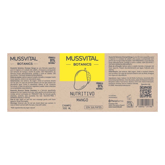 Mussvital Botanics Champú Mango 500 ml