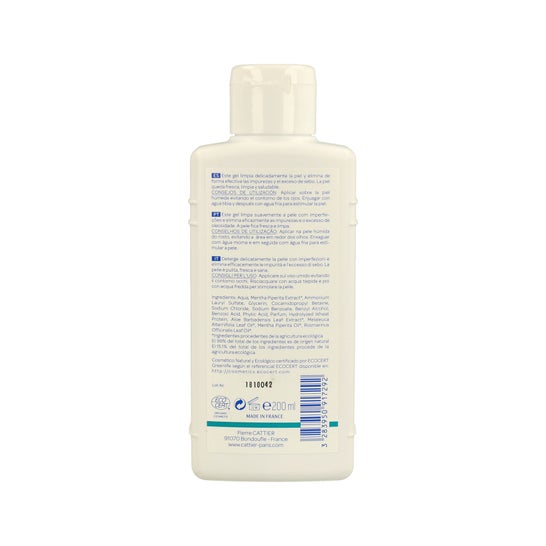 Cattier Gel Limpiador Purificante Menta Arbol de Té BIO 200ml