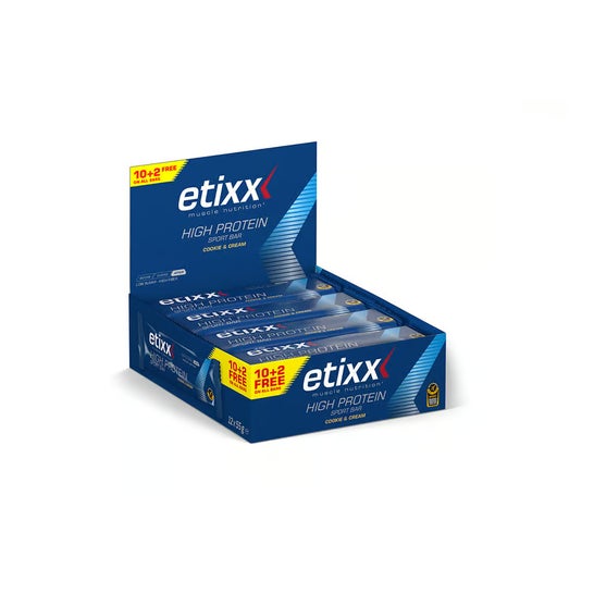 Etixx Pack Barrita Hiperproteica Galleta y Crema 12x55g