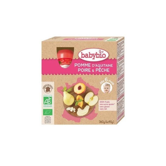 Babybio My Fruits Manzana Manzana Pera Pera Bio 6 Meses 4 X90 g