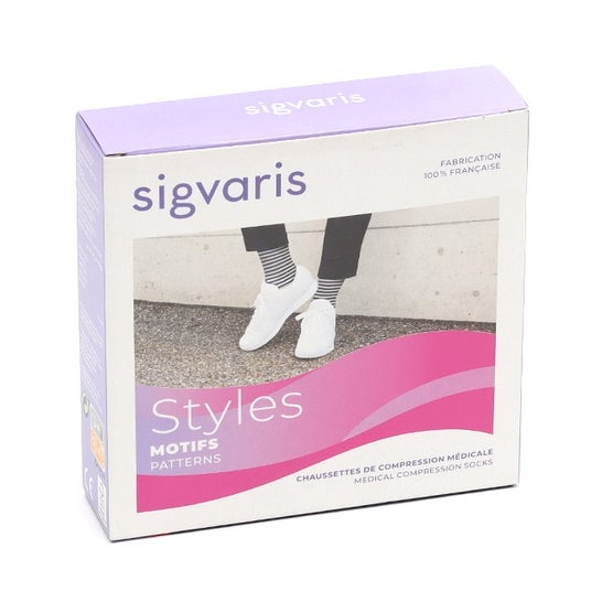 Sigvaris Styles Marinière 2 Normal Beige Blanc Taille M 1u