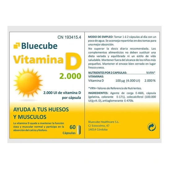 Bluecube Vitamina D 2000 60caps Bluecube Vitamina D 2000 60caps