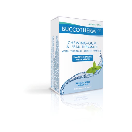 Chicle Buccotherm sin azúcar - Caja de agua termal de 20