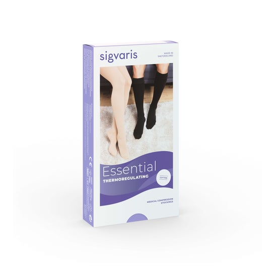 Sigvaris Cotton 1 Ad Calcetín Punta Abierta Negro TS/L 1 Par
