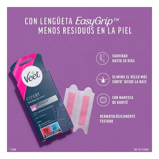 Veet Expert Bandas de Cera Depilatoria Facial Piel Normal 16uds Veet Expert Bandas de Cera Depilatoria Facial Piel Normal 16uds