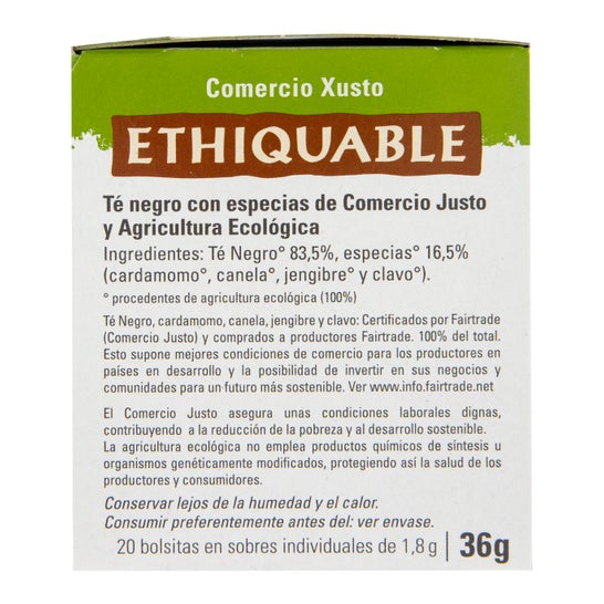 Ethiquable Té Tchai con Especias Eco 20 uds