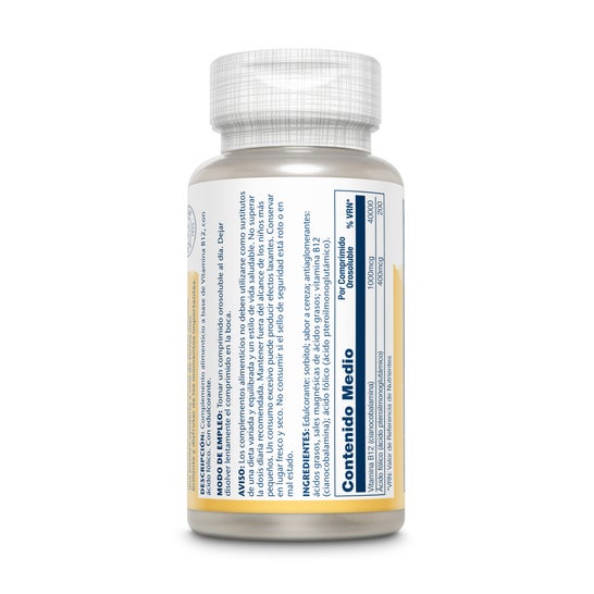 Solaray Vitamina B12 + Acido Folico 1000mg Sublinguale 90comp