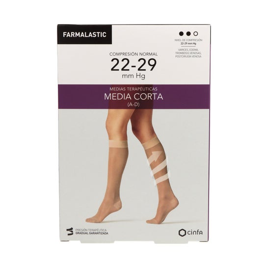 Farmalastic Media Corta (A-D) Normal Talla Reina Negro 1 Par