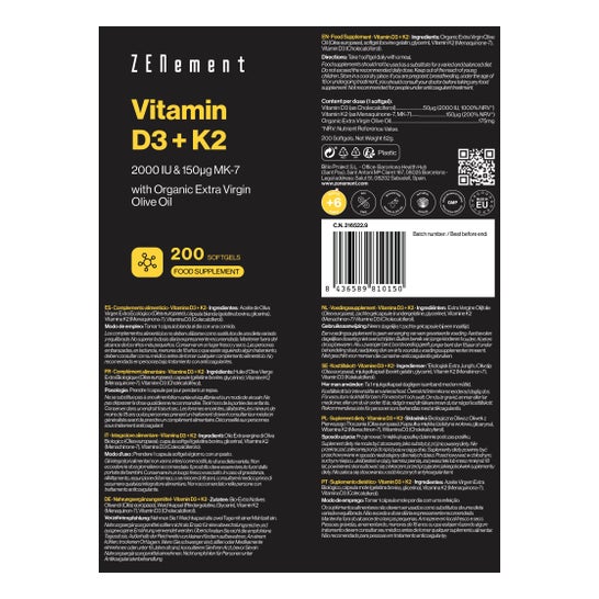 Zenement Vitamina D3 + K2 200 caps