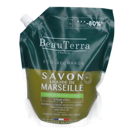 BeauTerra Jabón Líquido Marsella Menta Limón Recarga 900ml