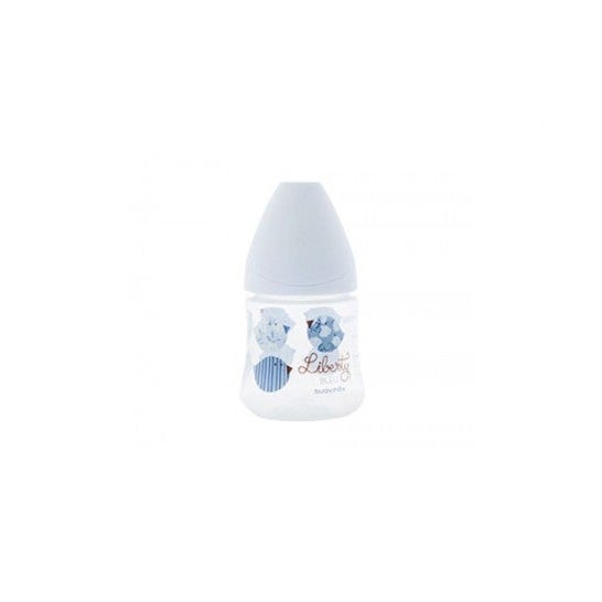 Suavinex™ vintage blue latex teat bottle 3 positions size 1 150ml