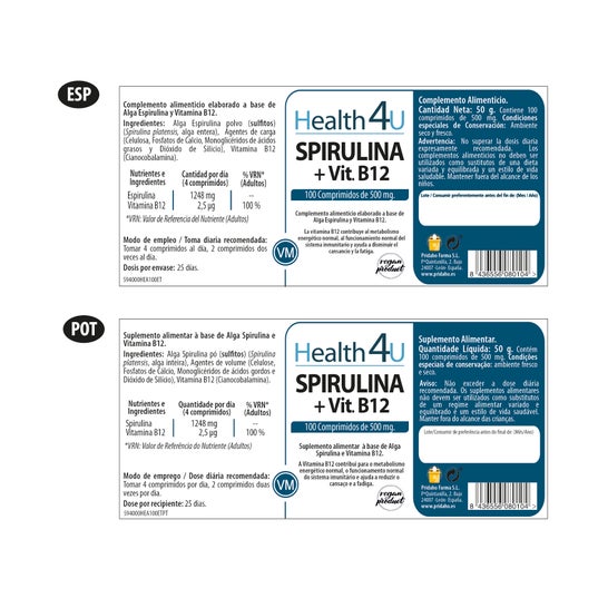 H4 U Spirulina + Vitamina B12 100 comp