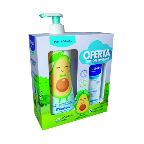 Mustela Pack Limited Edition Normale Haut, Soft Bath Gel 500ml und Hydrabebé Gesichtscreme 40ml