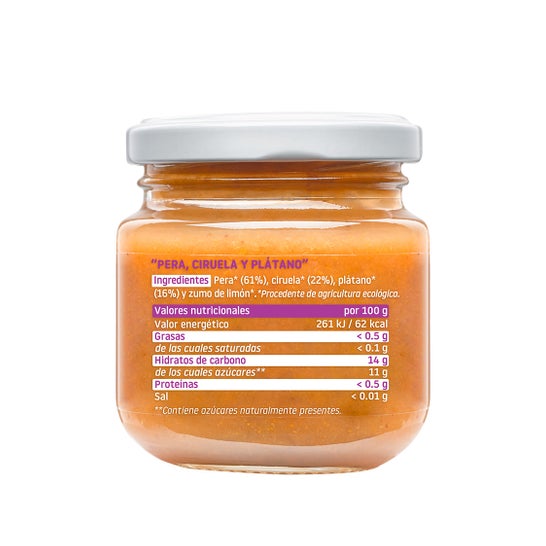 Smileat Tarrito Ecológico de Pera Ciruela y Plátano 130 g