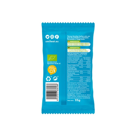 Smileat Triboo Snack Ecológico de Arándano y Manzana 25 g