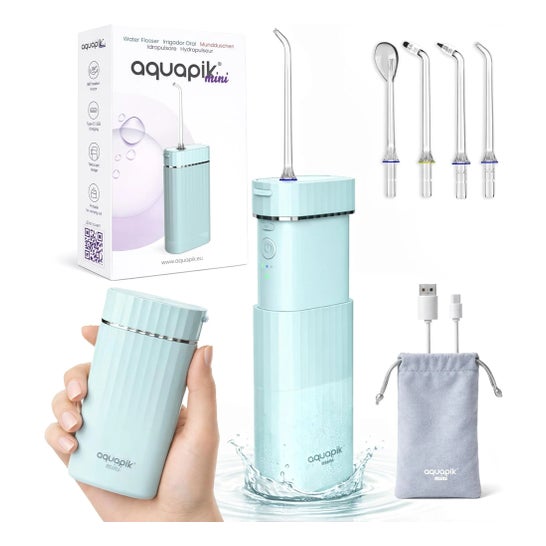 AquaPik Mini Mundskylleapparat Rejse USB Opladning Blå