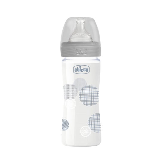 Chicco Well Being zuigfles 240ml met trage doorstroming 1 st