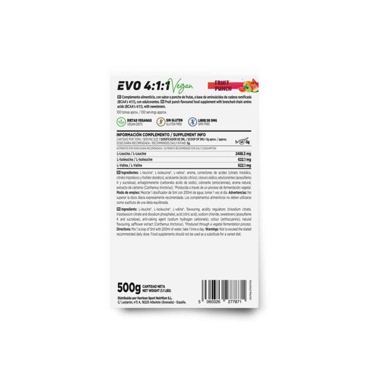 HSN Evo 4:1:1 BCAA's Instantáneos en Polvo Ponche de Frutas 500 g