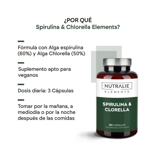 Nutralie Espirulina & Chlorella 1800 mg Vegana 180 caps
