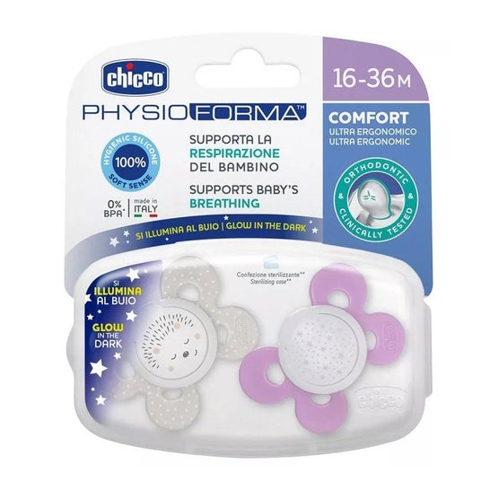 Chicco Chupete Silicona Physio Comfort Infantil 16-36m 2uds Chicco Chupete Silicona Physio Comfort Infantil 16-36m 2uds