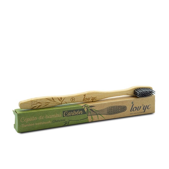 Lovyc Medium tandbørste Bambus Infused Charcoal 1 stk