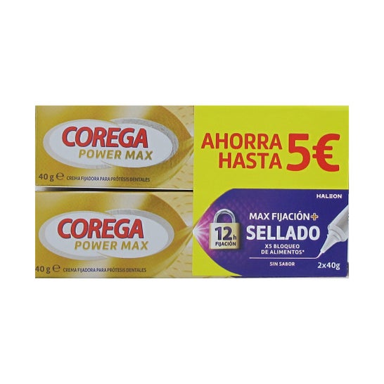 Corega Max Fijación + Sellado Adhesivo Prótesis Dental 2x40 gr