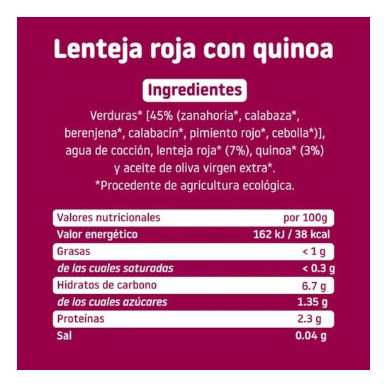Smileat Tarrito Ecológico CA-CHI-TOS de Lenteja Roja con Quinoa 230g Smileat Tarrito Ecológico CA-CHI-TOS de Lenteja Roja con Quinoa 230g