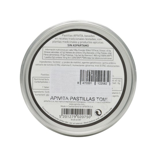 Apivita pastillas tomillo y miel sin azúcar 45g