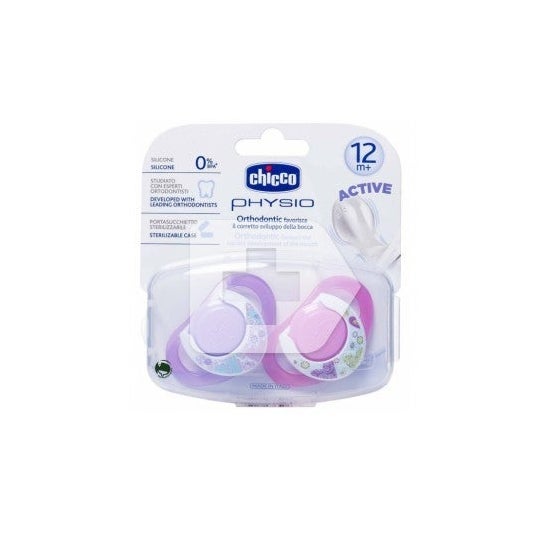 Silicone pacifier Chicco™ anatomical physio 12 M+ pink 2 U