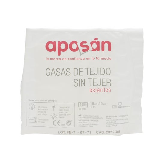 Aposan gasa Estéril Tejido Sin Tejer 10 cmx10 cm 20 gasas (2 ud/Sobre)