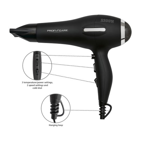 Proficare HTD 3017 - Profi-Haartrockner schwarz 2200 Watt