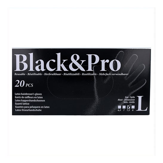 Sinelco Black & Pro Rękawice lateksowe czarne duże L 20szt