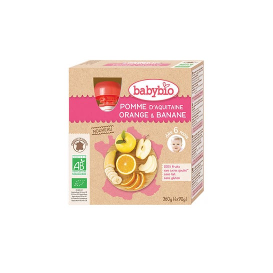 BabyBio Manzana Naranja Plátano Bio 4x90 g