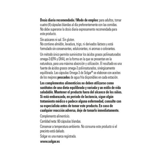 Solgar Omega-3 Doble Concentración 60 Perlas