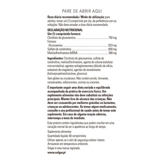 Solgar Glucosamina Condroitina MSM 60 comp