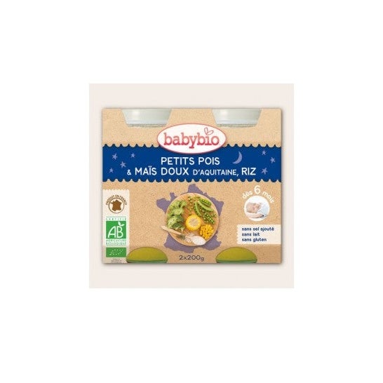 Babybio Good Night Jars PeasMasRiz Organic 6 months 2 x 200 g