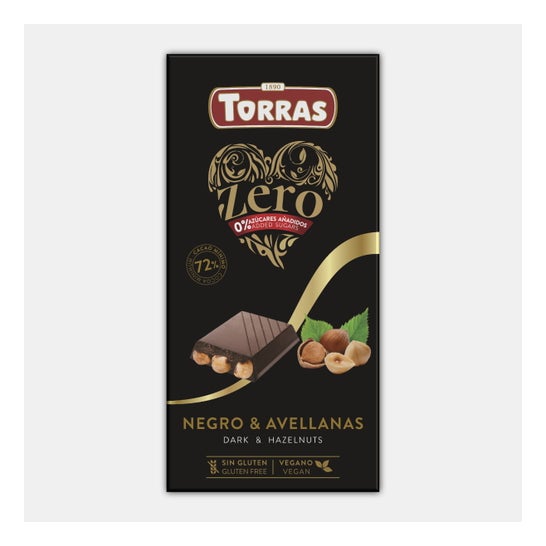 Torras Zero Negro 72% Cacao con Avellanas Enteras 150g