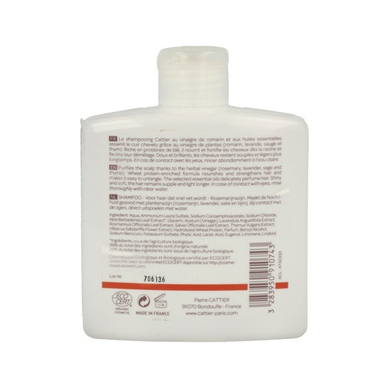 Cattier Champú Cabellos grasos Vinagre Romero 250 ml