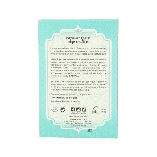 Radhe Shyam Amla Tratamiento Capilar Ayurvédico Eco 100 g