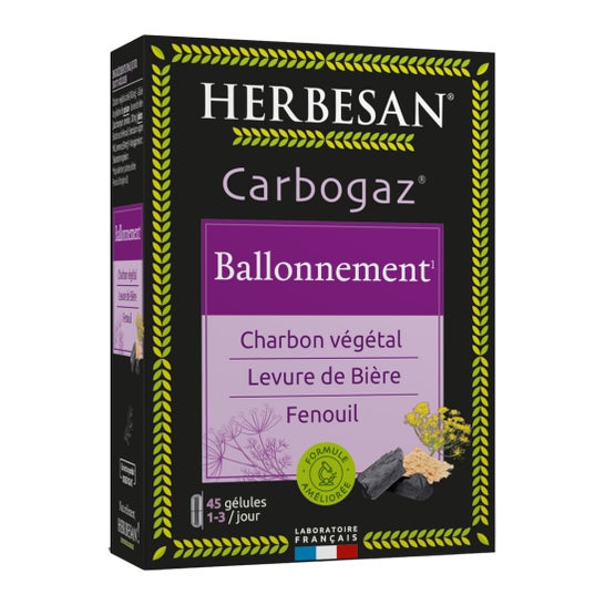 Herbesan Carbogaz Charbon Végétal 45 Gélules