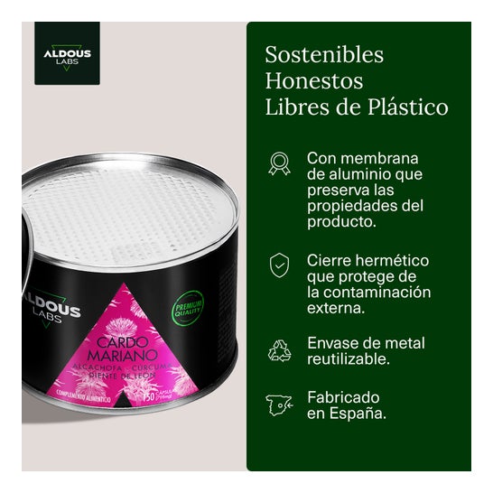 Aldous Labs Cardo Mariano con Alcachofa, Cúrcuma y Diente de León 150caps