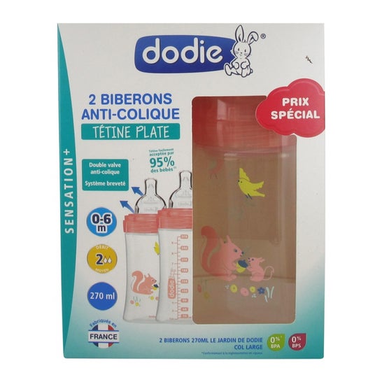 Dodie Anti-Colic Flessen 0-6m Roze 2x270ml