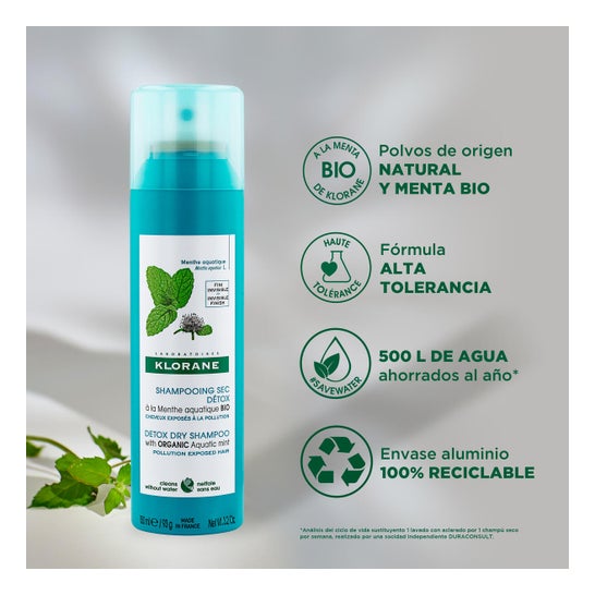 Klorane Champú Seco a la Menta Acuática 150 ml