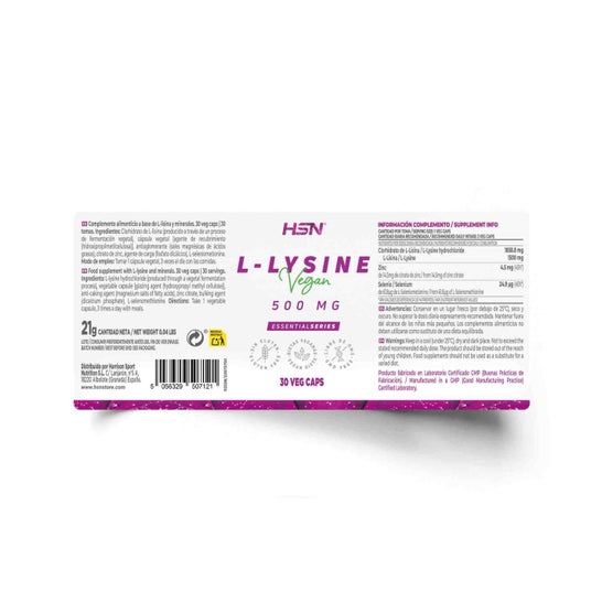 HSN L-Lisina 500mg 30vcaps