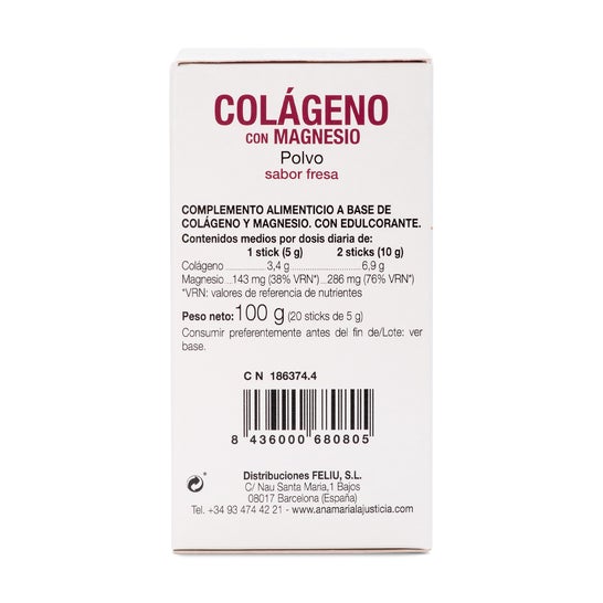 Ana Maria Lajusticia Colágeno con Magnesio Sabor Fresa 20 Sticks