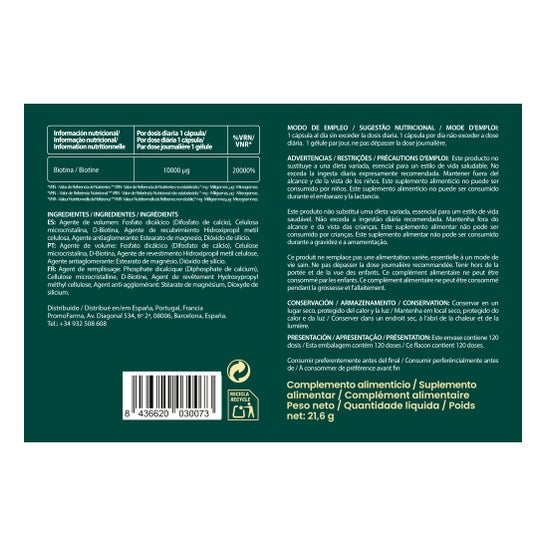 DocMorris Biotina 10.000µg 120caps (Caducidad inferior a 6 meses)