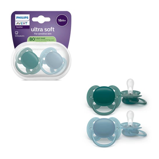 Philips Avent Ultra Soft Chupete 18M+ Blue Green 2uds