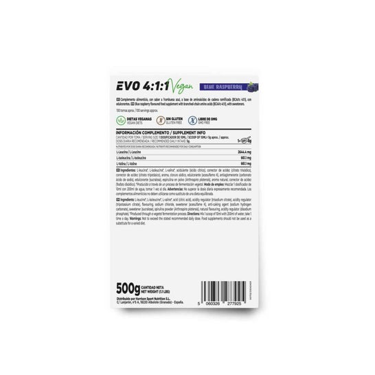 HSN Evo 4:1:1 BCAA's Instantáneos en Polvo Frambuesa Azul 500 g