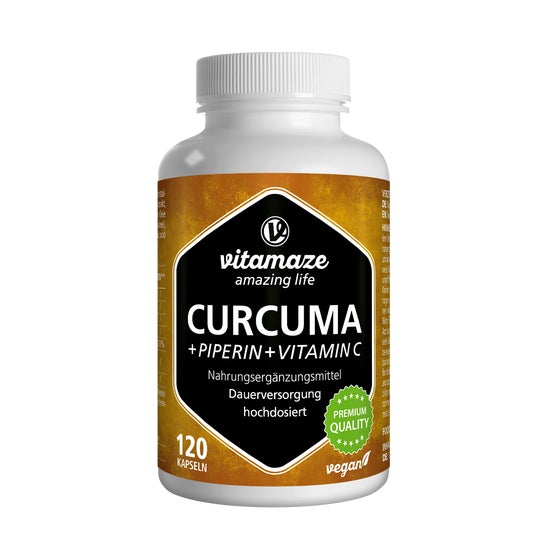 Vitamaze Cúrcuma + Piperina + Vitamina C Vegano 120caps